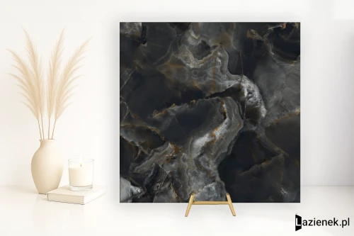 Przejdź do produktu Tagina Onice Reale Nero wysoki połysk 120x120 cm gr. 6 mm - płytka rektyfikowana / 108513