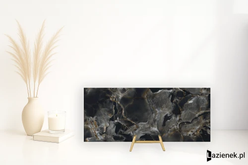 Przejdź do produktu Tagina Onice Reale Nero wysoki połysk 120x280 cm gr. 6 mm - płytka rektyfikowana / 108512