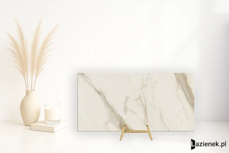 Caesar Anima Futura Golden White prążkowana 3D 60x120 - płytka imitująca marmur