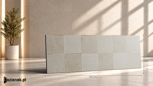 Przejdź do produktu Ragno Eterna Greige Quadro 3D matowa 30x90 cm gr. 10 mm - płytka rektyfikowana / R8HW