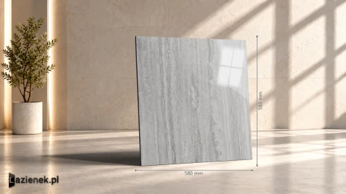 Przejdź do produktu Ragno Imperiale Travertino Grigio błyszcząca 58x58 cm gr. 10 mm - płytka rektyfikowana / R732
