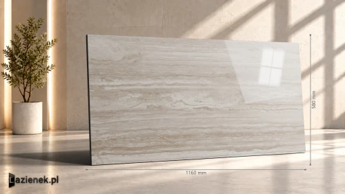 Przejdź do produktu Marazzi Marbleplay Travertino połysk 58x116 cm gr. 10 mm - płytka rektyfikowana/M4L3