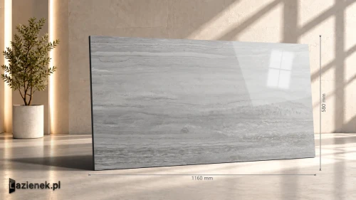 Przejdź do produktu Marazzi Marbleplay Travertino Grigio połysk 58x116 cm gr. 10 mm - płytka rektyfikowana/M4L4
