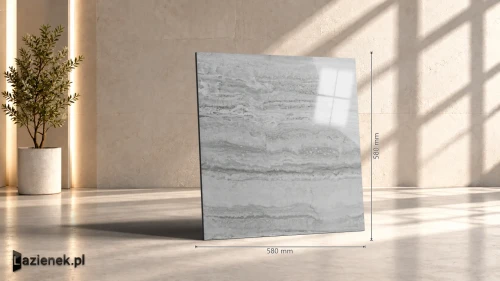 Przejdź do produktu Marazzi Marbleplay Travertino Grigio połysk 58x58 cm gr. 10 mm - płytka rektyfikowana/M4LJ