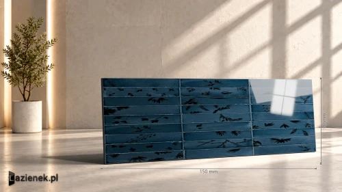 Przejdź do produktu Marazzi Rice Blu Leaf (dekor) połysk 5x15 cm gr. 10 mm - płytka nierektyfikowana / M96W