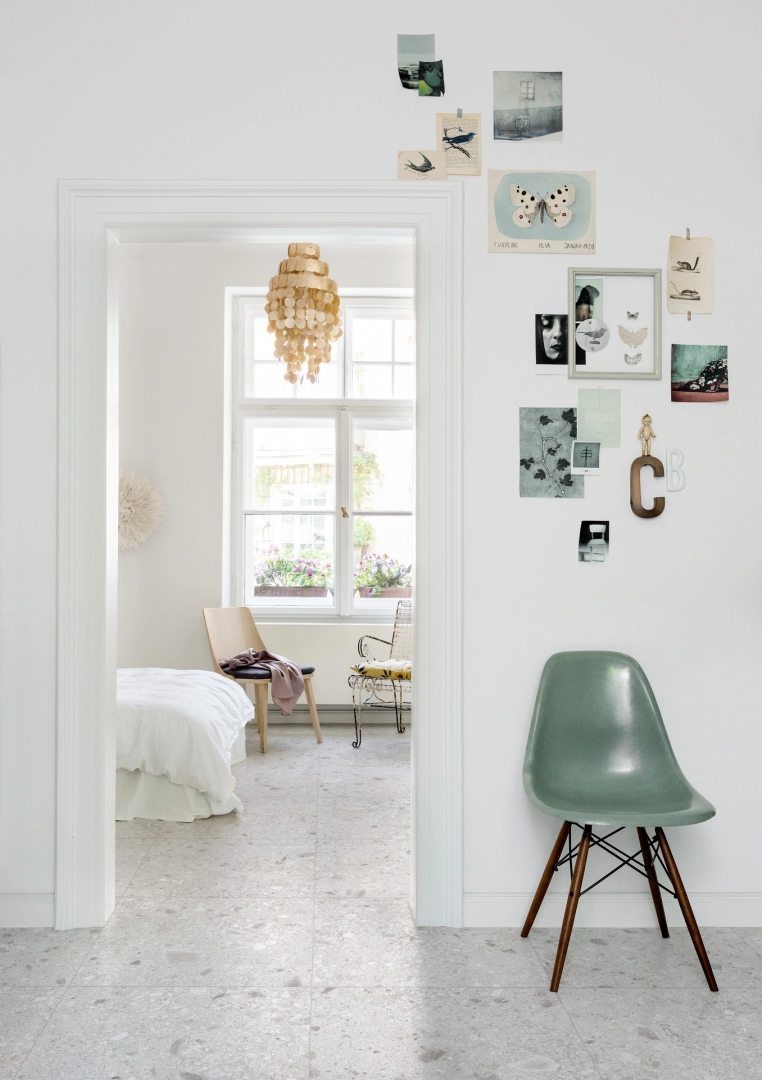 Płytki Marazzi Mystone Ceppo DI Gre imitujące terrazzo w eleganckim holu i salonie