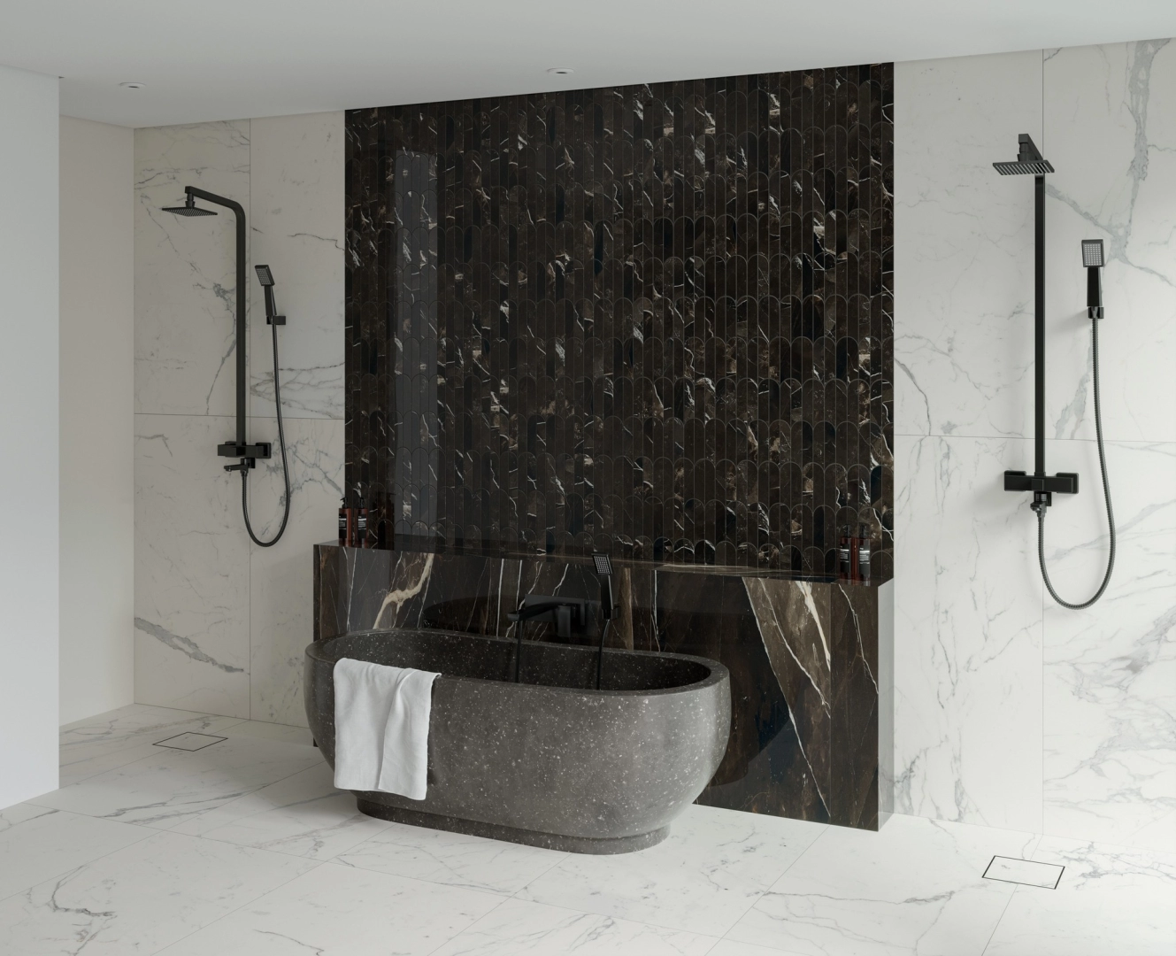 Marazzi Allmarble – gres imitujący marmur w nowoczesnym domu jednorodzinnym