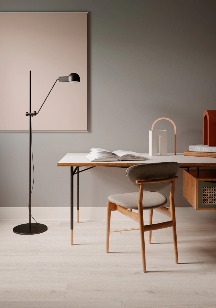 Gres porcelanowy Marazzi Oltre drewno w minimalistycznym wnętrzu
