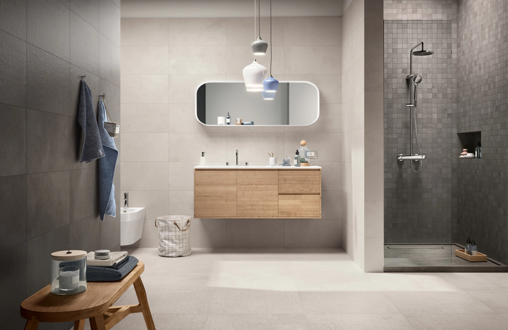 Płytki Ragno Studio efekt kamień, Beton w minimalistycznym wnętrzu