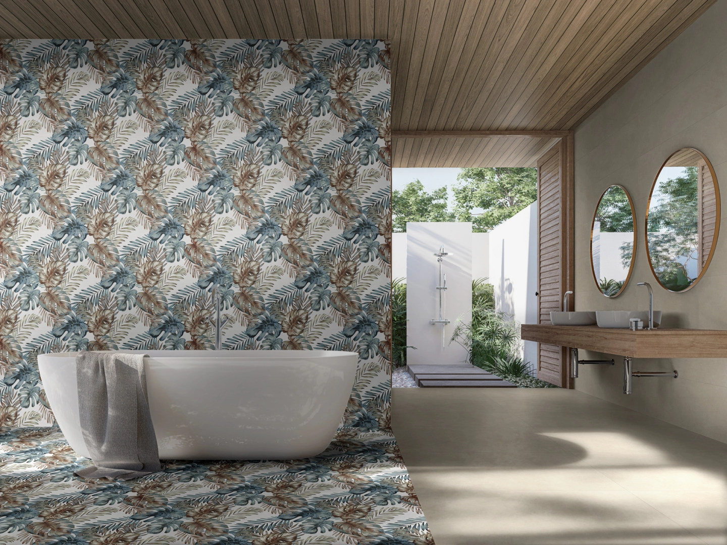 Ragno Decora – gres imitujący kamień w jasnym, przestronnym salonie