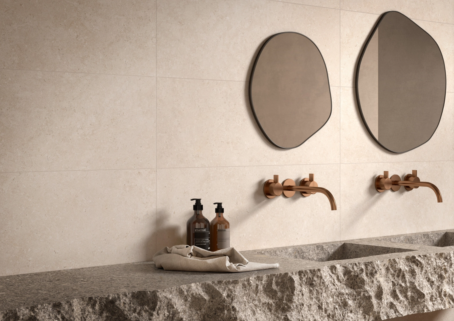 Wielkoformatowy gres Ragno Eterna efekt terrazzo, Kamień, Beton, Marmur w eleganckiej strefie dziennej