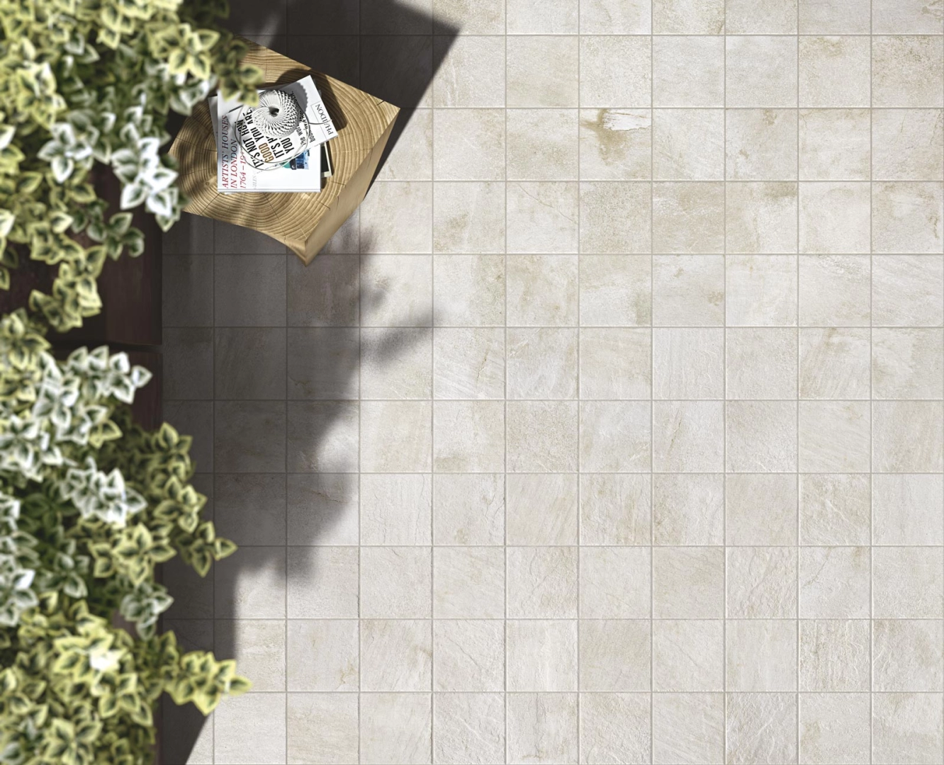 Płytki Ragno Stoneway Barge Antica imitujące terrazzo, Kamień w eleganckim holu