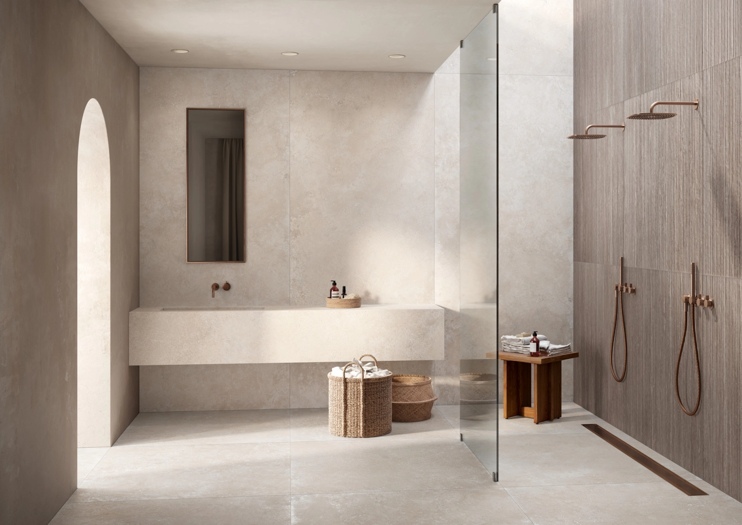 Ragno Realstone Travertino – gres imitujący kamień w domu jednorodzinnym