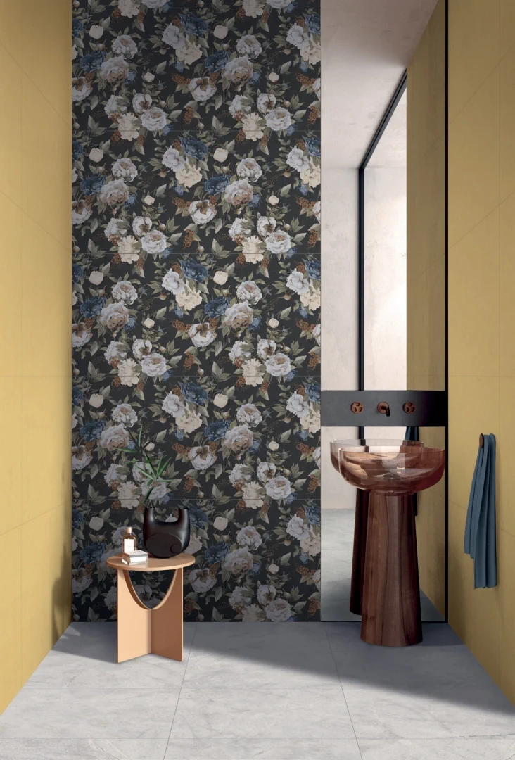 Gres Abk ATLANTIS efekt terrazzo, kamień - aranzacja w przestronnym holu