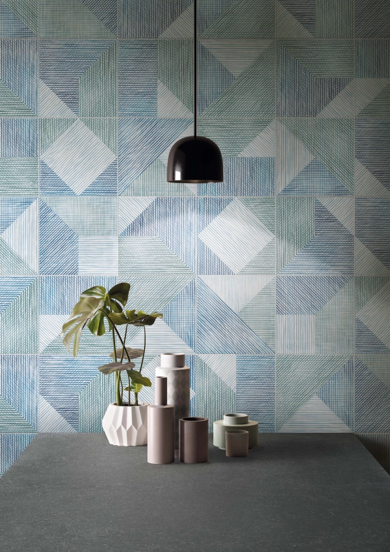 Gres abk PLAY efekt kamień, wzór, terrazzo, beton - aranzacja w eleganckiej łazience