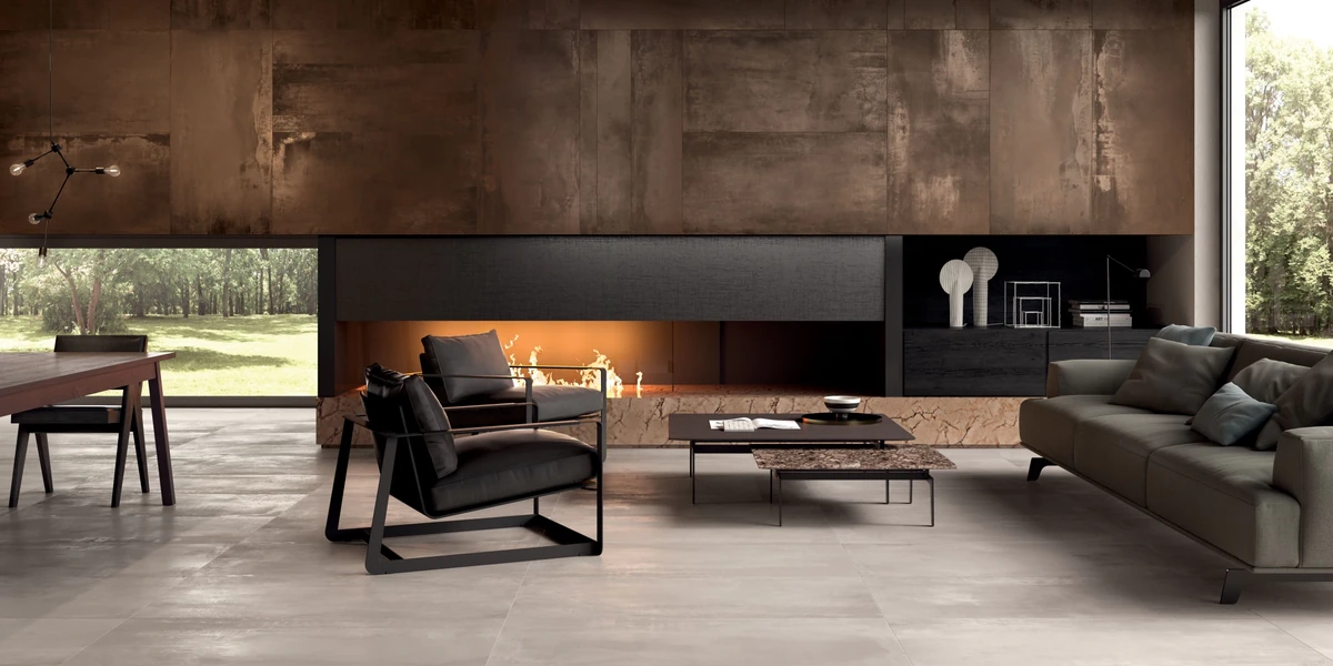 Gres Abk INTERNO 9 efekt metal - aranzacja w eleganckiej lazience