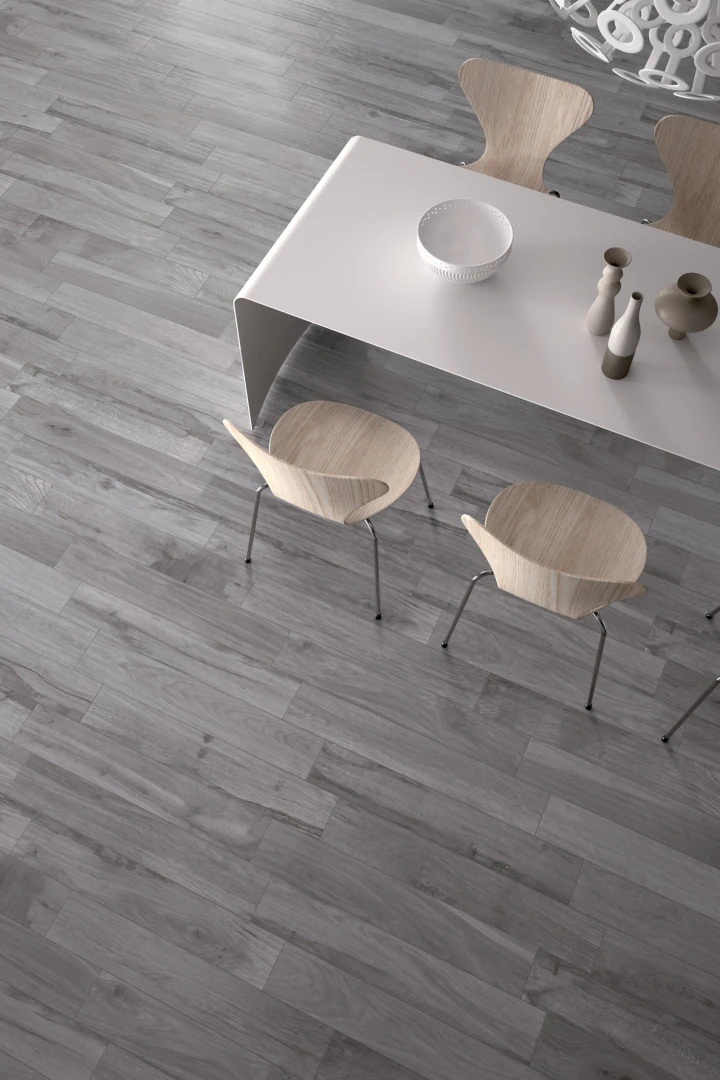 Gres Abk ATLANTIS efekt terrazzo, kamień - aranzacja w przy kominku