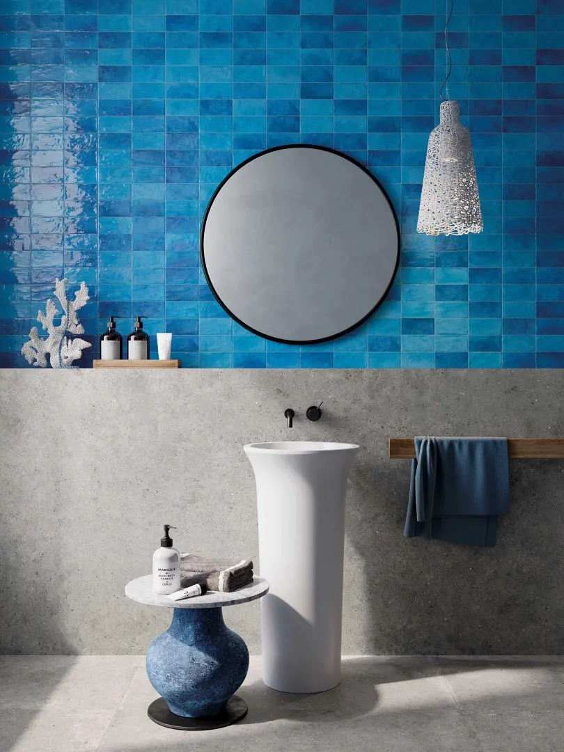 Gres Abk POETRY COLORS efekt beton - aranzacja w przestronnym holu