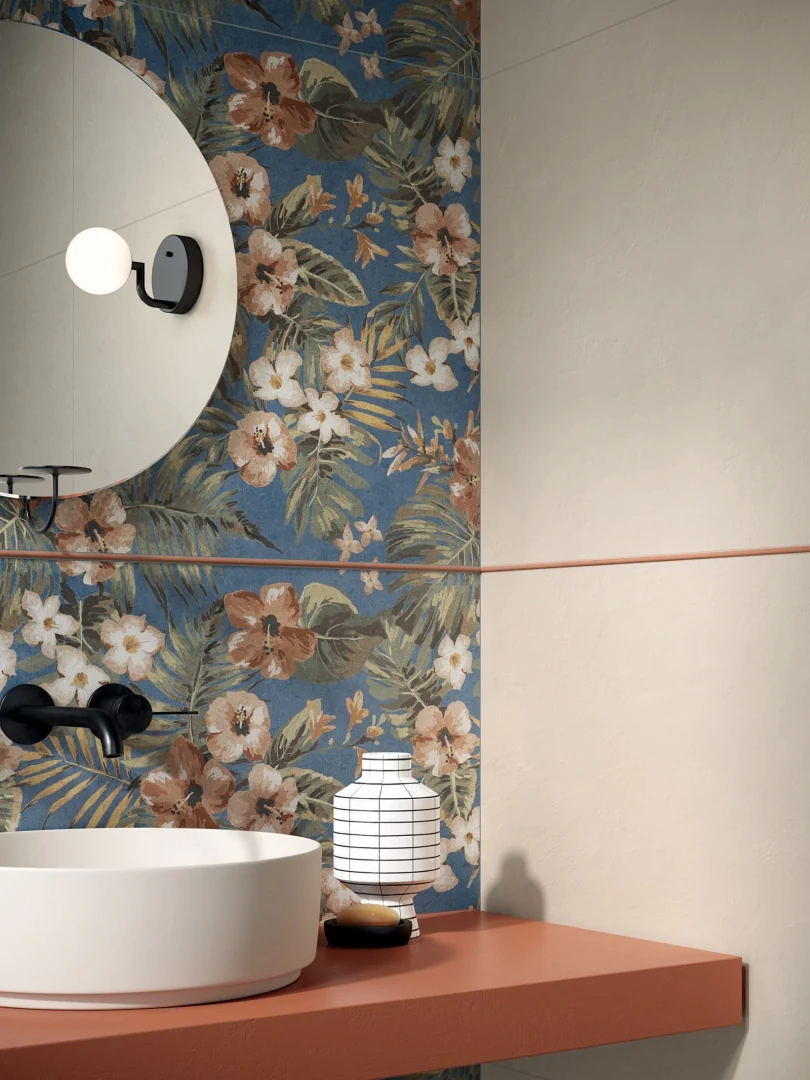 Gres Abk WIDE&STYLE MINI efekt kolor, tapeta - aranzacja w eleganckiej lazience