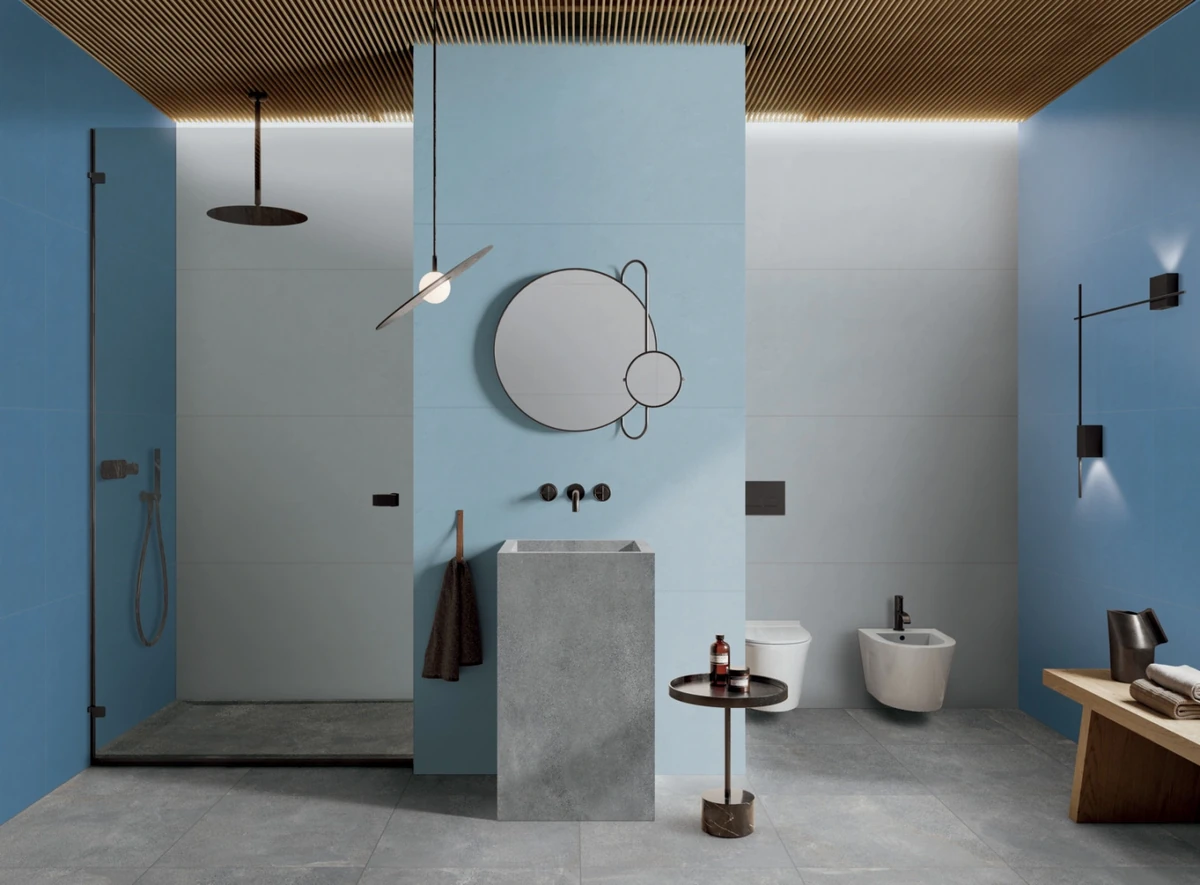 Gres Abk WIDE&STYLE MINI efekt kolor, tapeta - aranzacja w nowoczesnym salonie