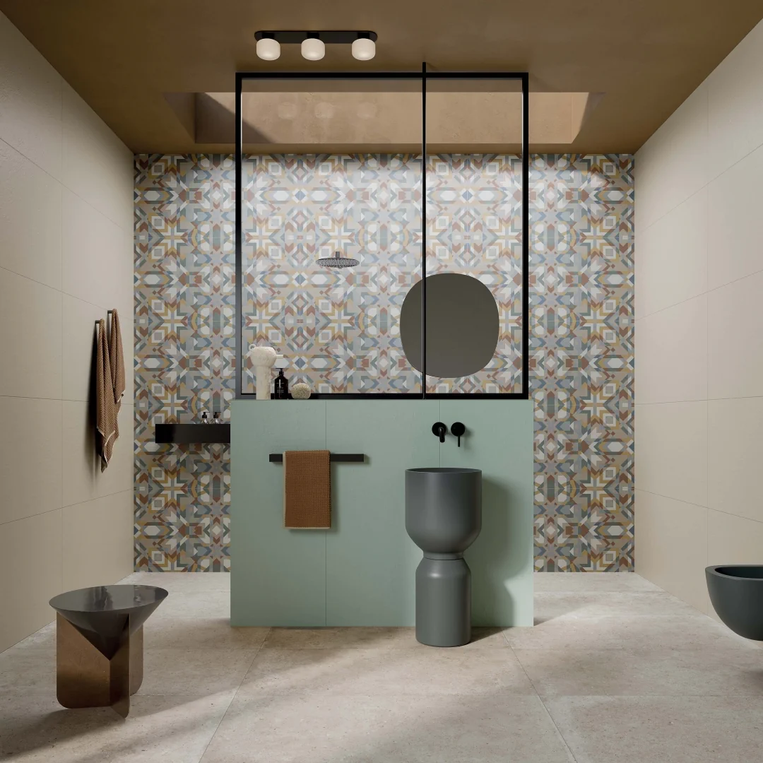 Gres Abk WIDE&STYLE MINI VOL.2 efekt tapeta - aranzacja w eleganckiej lazience