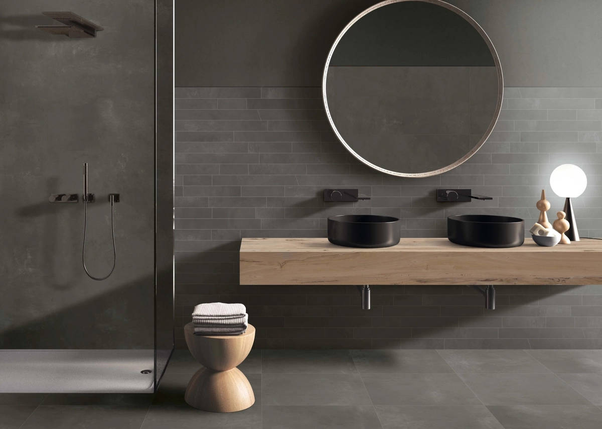 Gres Abk LAB325 efekt beton - aranzacja w elewacji domu