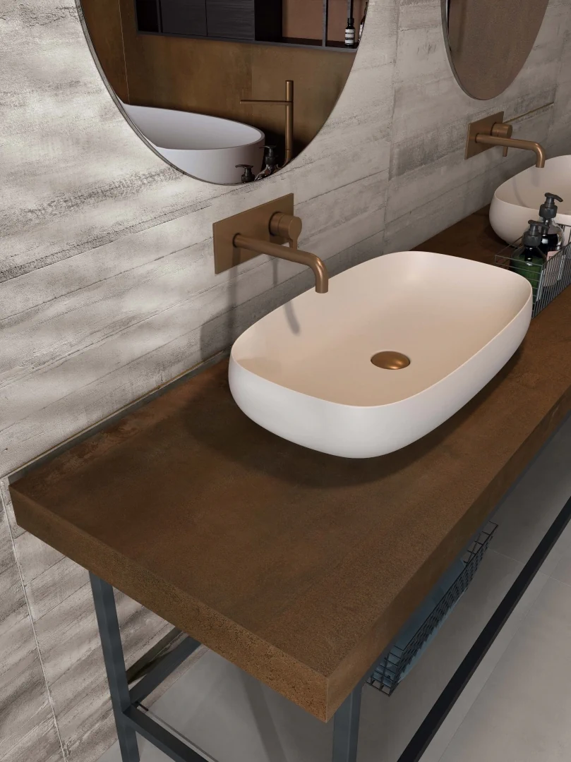 Gres Abk LAB325 efekt beton - aranzacja w elewacji domu