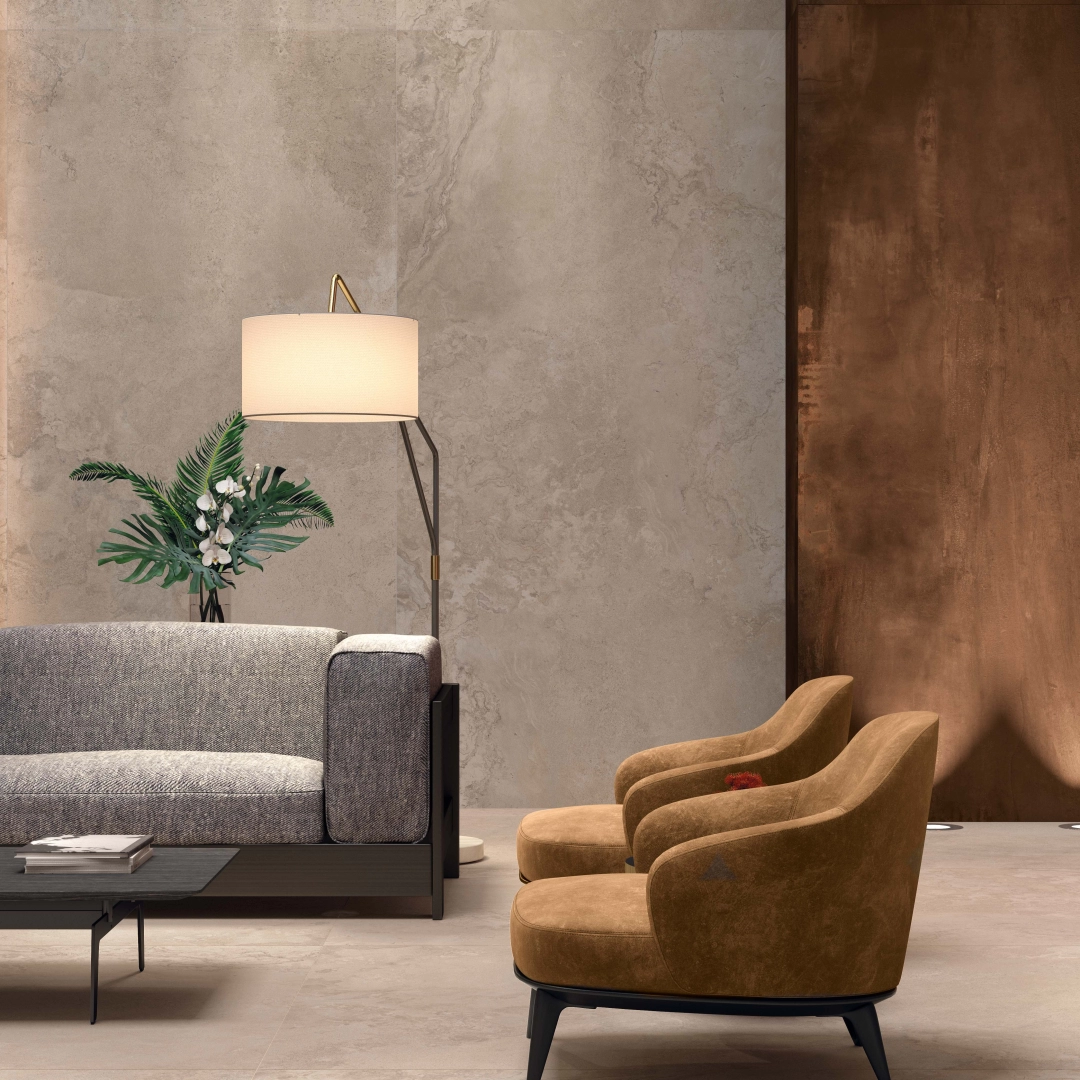 Gres Abk ALPES efekt kamień - aranzacja w eleganckiej lazience