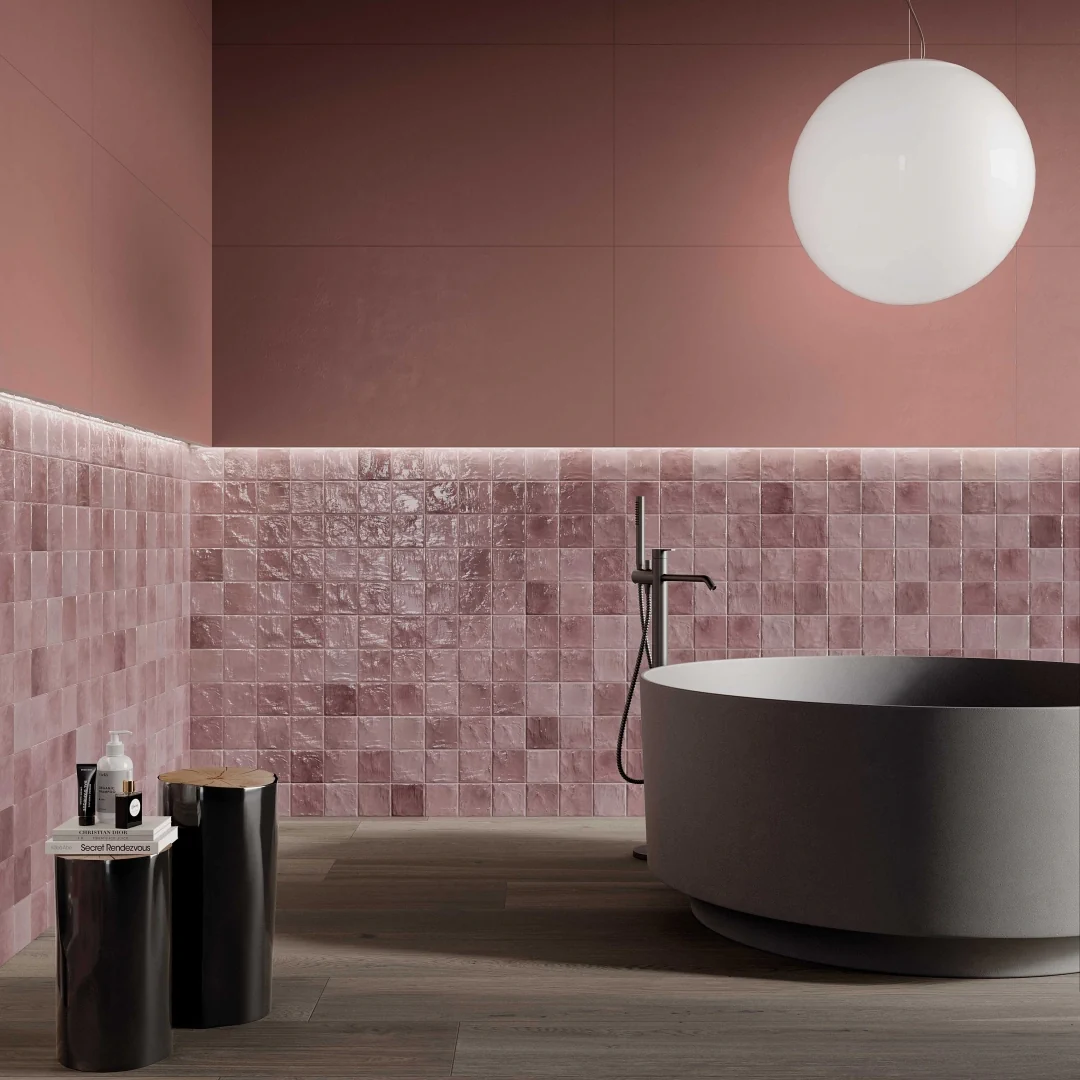Gres Abk POETRY WOOD efekt drewno - aranzacja w eleganckiej lazience