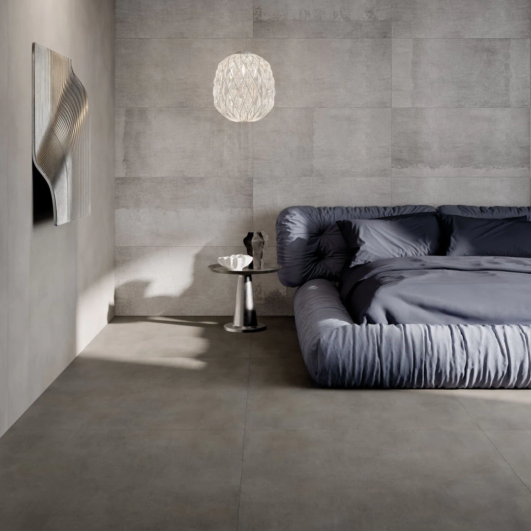 Gres Abk POETRY NET efekt beton - aranzacja w eleganckiej lazience