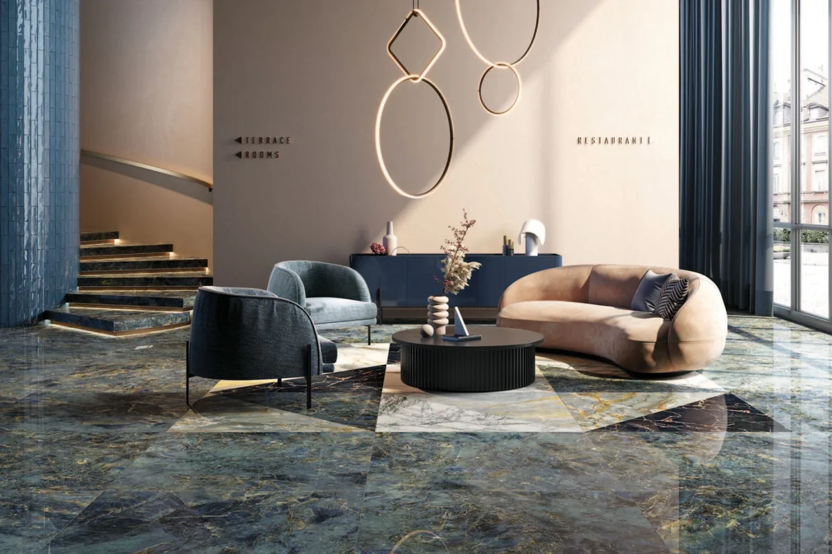 Gres Abk SENSI SIGNORIA efekt marmur - aranzacja w eleganckiej lazience