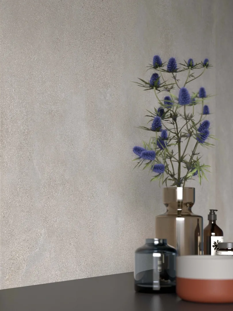 Gres Abk BLEND efekt beton, terrazzo - aranzacja w minimalistycznym wnetrzu