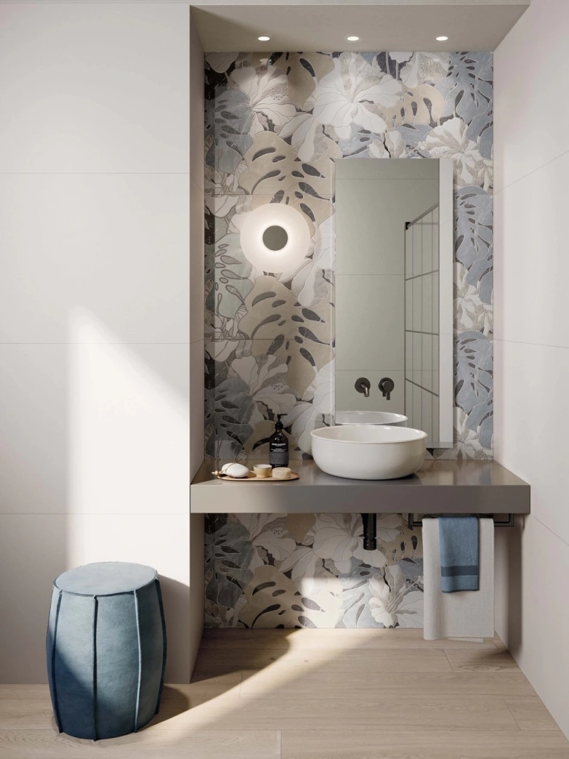 Gres Abk SENSI FANTASY efekt tapeta - aranzacja w eleganckiej lazience