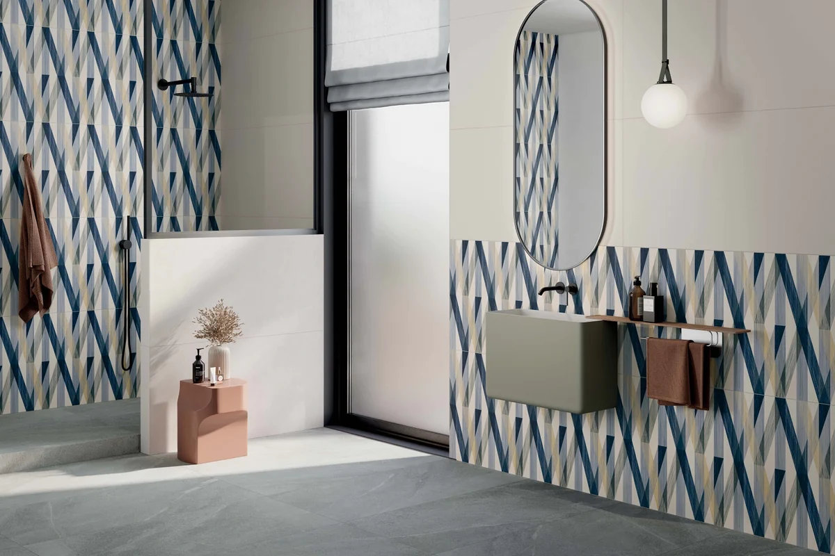 Gres Abk WIDE&STYLE MINI VOL.2 efekt tapeta - aranzacja w minimalistycznym wnetrzu