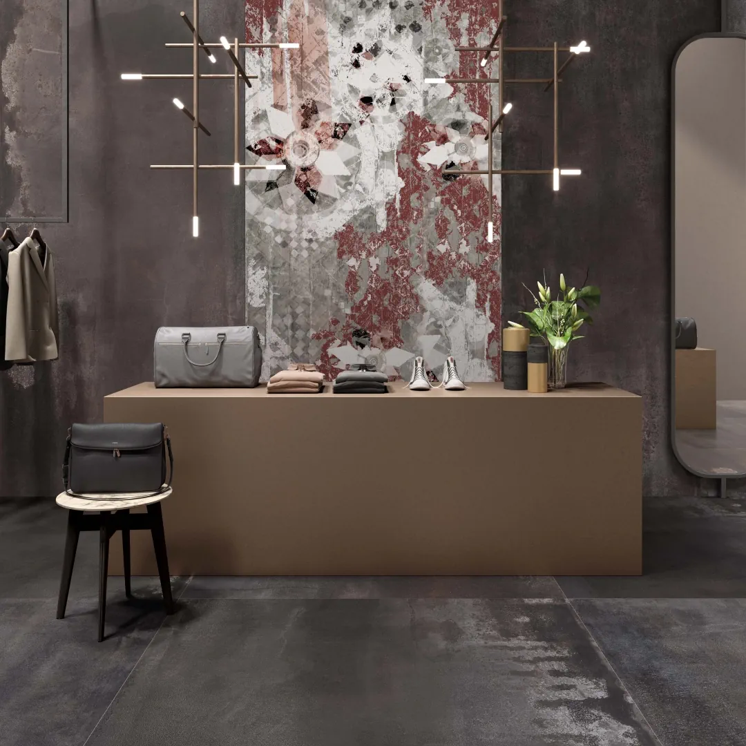 Gres Abk INTERNO 9 efekt metal - aranzacja w elewacji domu