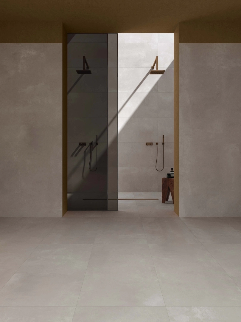 Gres Abk LAB325 efekt beton - aranzacja w nowoczesnym salonie