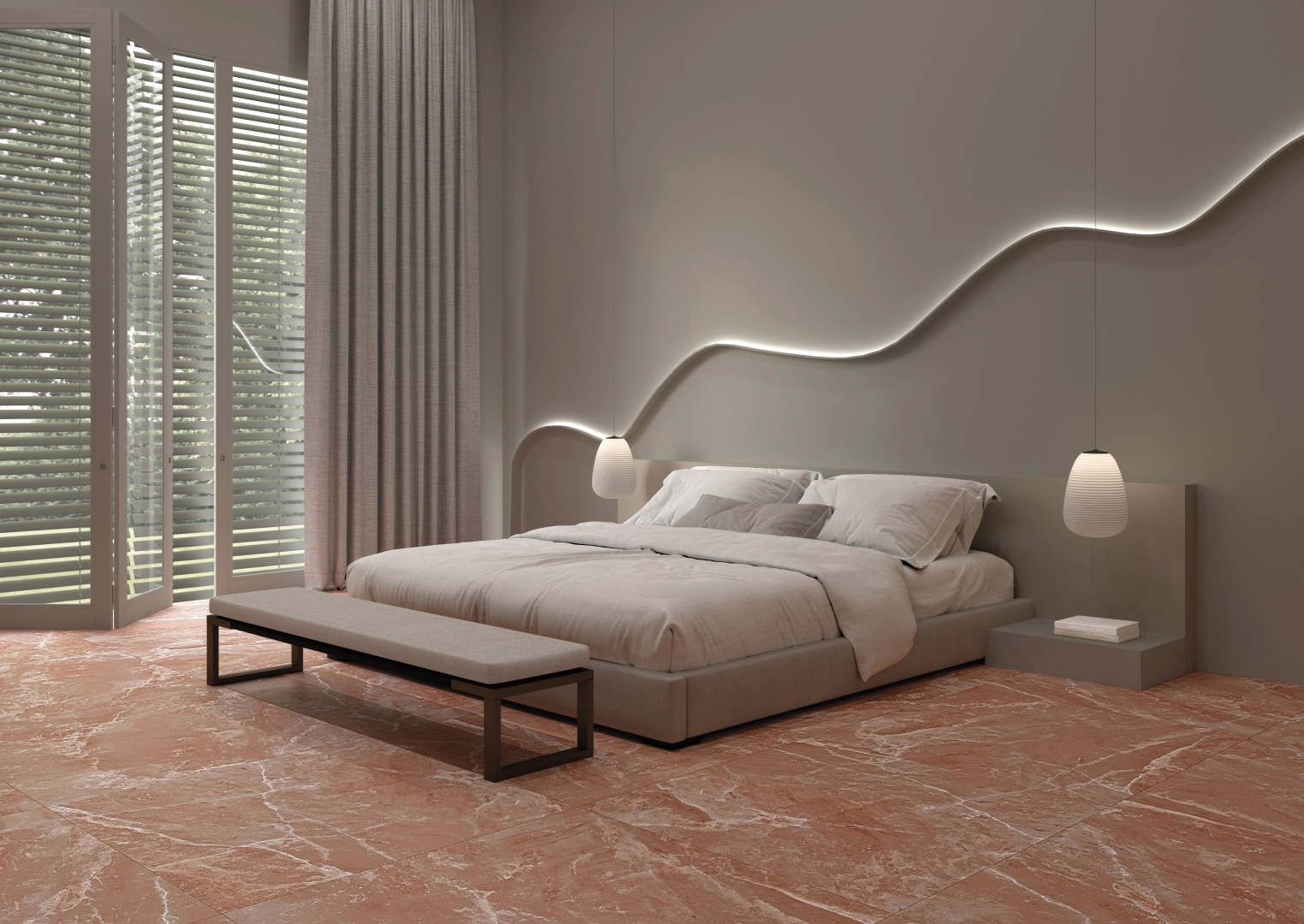 Gres Apavisa HIMALAYA efekt marmur - aranzacja w eleganckiej lazience