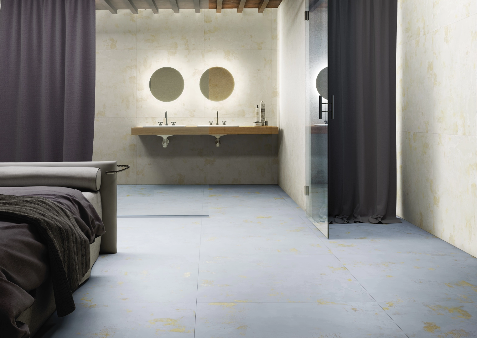Gres Apavisa MOOD efekt beton - aranzacja w eleganckiej lazience