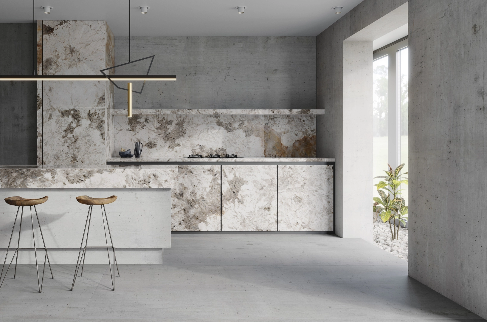 Gres Apavisa CASSERO efekt beton - aranzacja w minimalistycznym wnetrzu