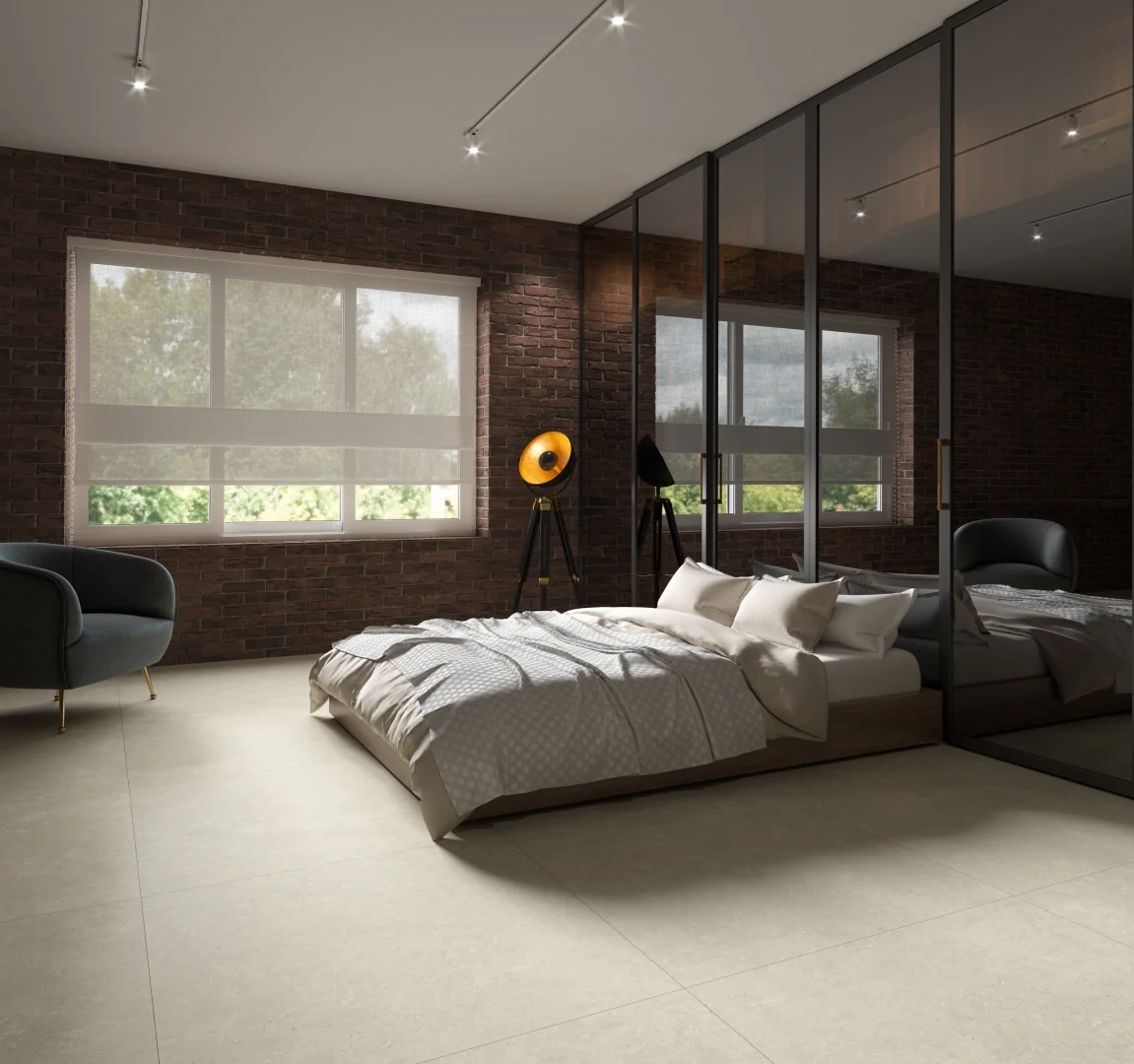 Gres Apavisa METODO efekt beton - aranzacja w eleganckiej lazience