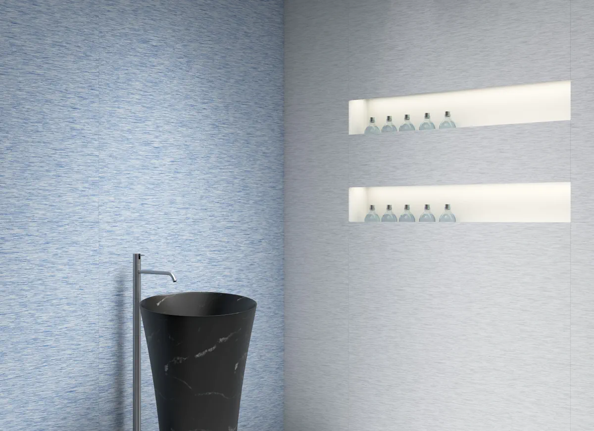Gres Apavisa FILO efekt beton, kamień - aranzacja w eleganckiej lazience