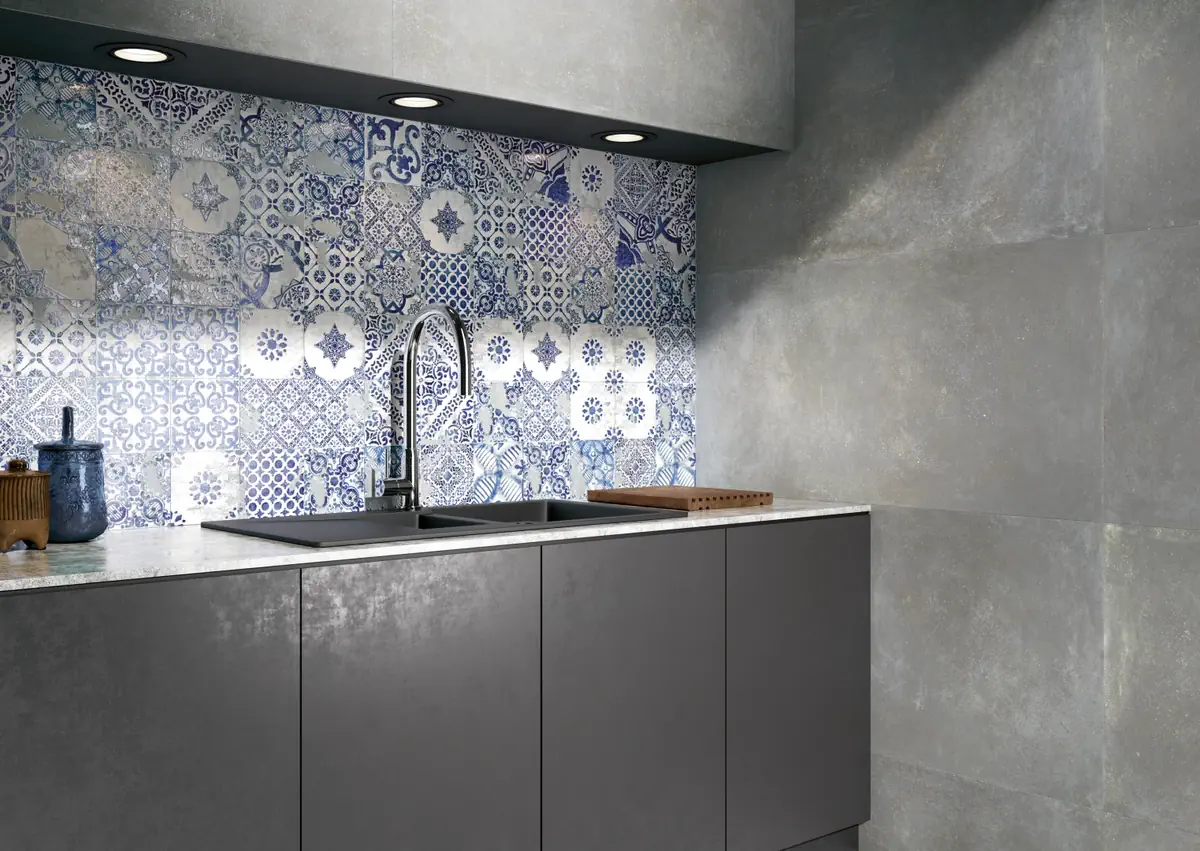 Gres Apavisa OZONE efekt beton - aranzacja w eleganckiej lazience