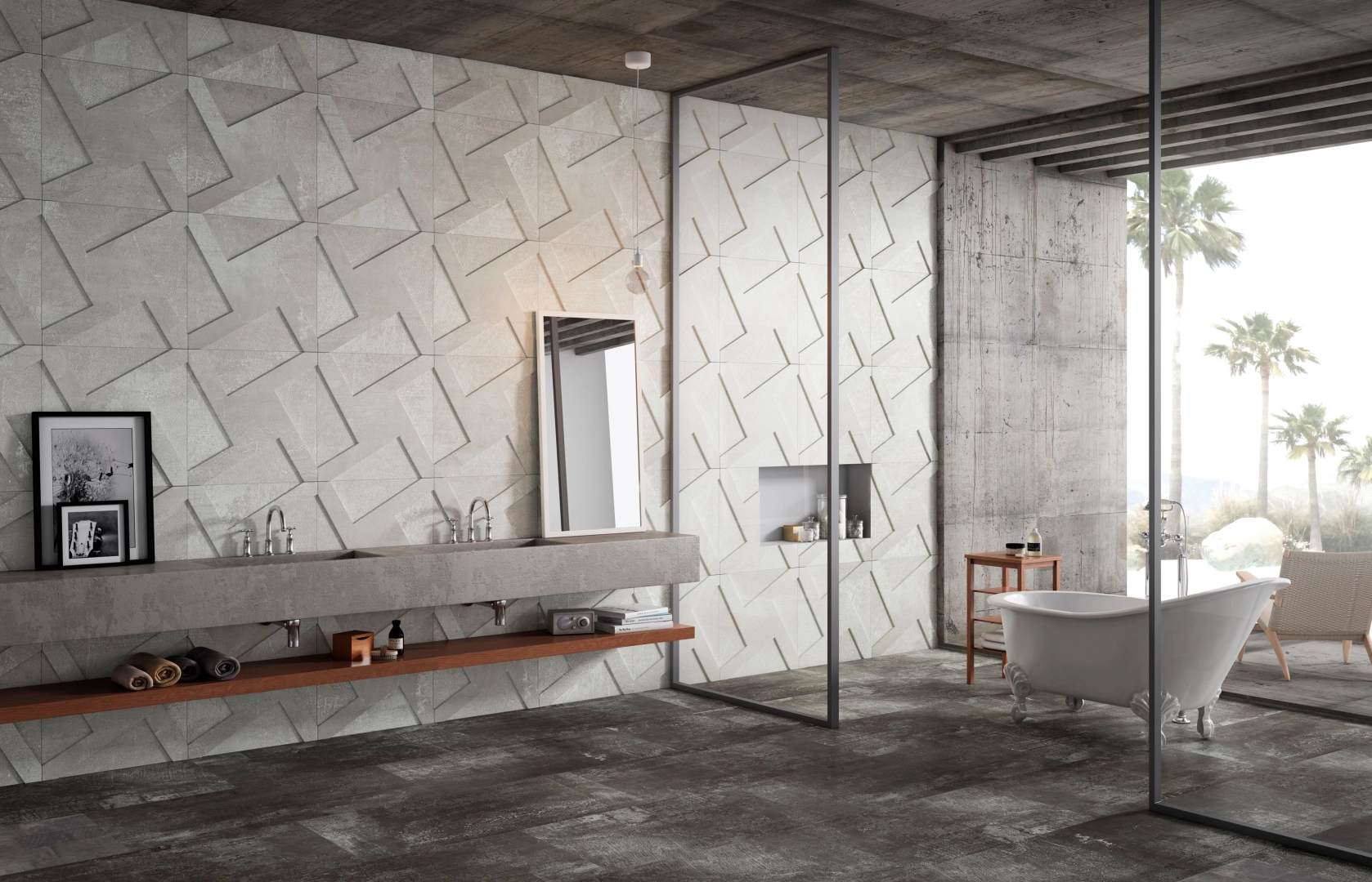 Gres Apavisa ALCHEMY efekt metal - aranzacja w eleganckiej lazience
