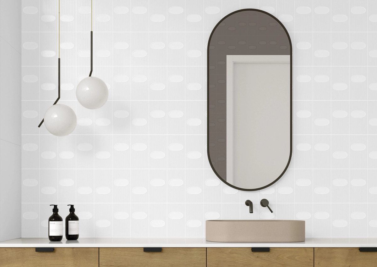 Gres Apavisa ACQUA efekt wzór - aranzacja w eleganckiej lazience
