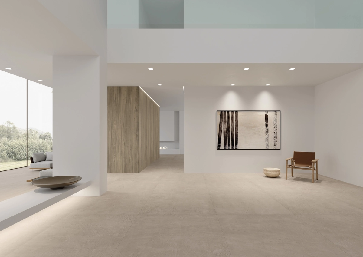 Gres Apavisa EQUINOX efekt beton - aranzacja w elewacji domu