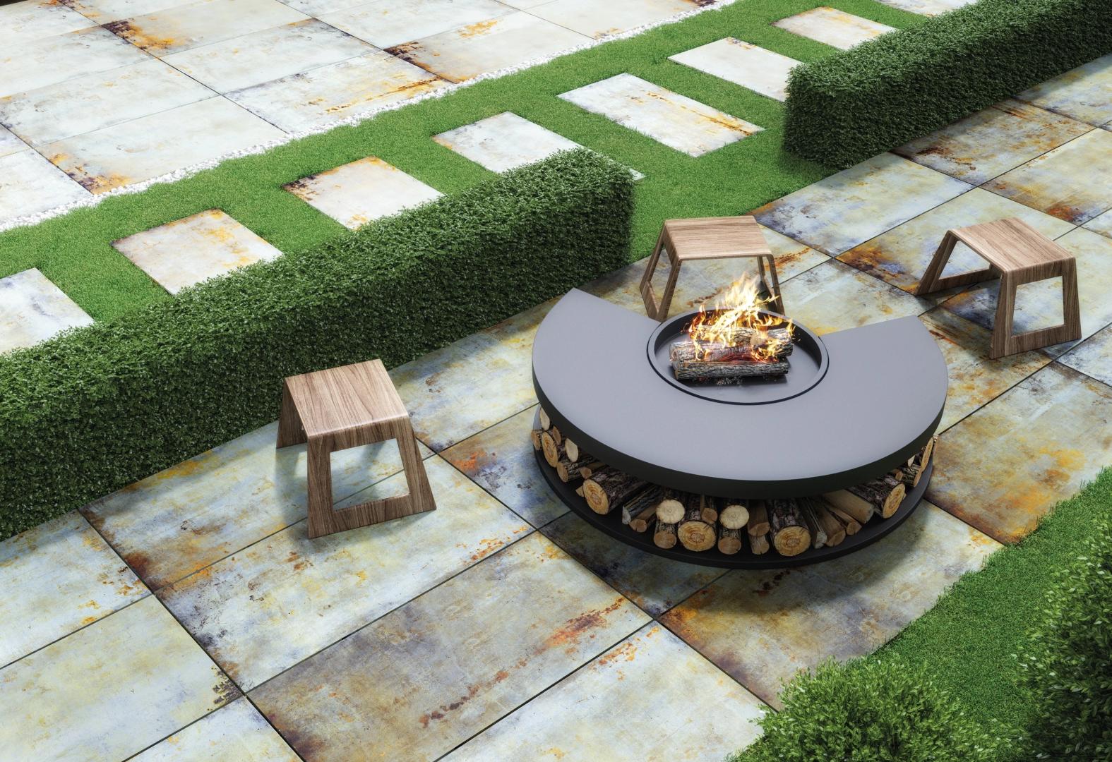 Gres Apavisa LAMIERE efekt beton - aranzacja w eleganckiej lazience