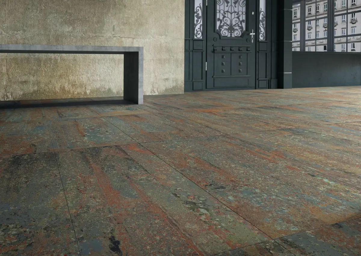 Gres Apavisa RUST efekt beton, kamień - aranzacja w eleganckiej lazience