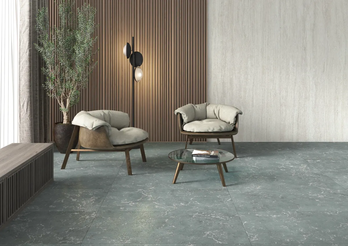 Gres Apavisa SISU efekt marmur - aranzacja w eleganckiej lazience