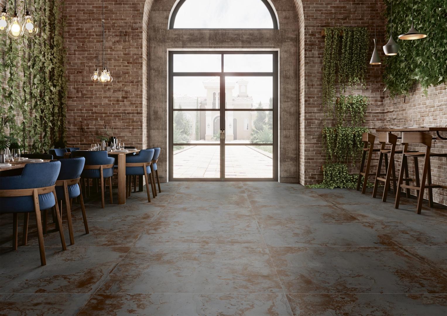 Gres Apavisa ZINC efekt metal, kamień - aranzacja w eleganckiej lazience
