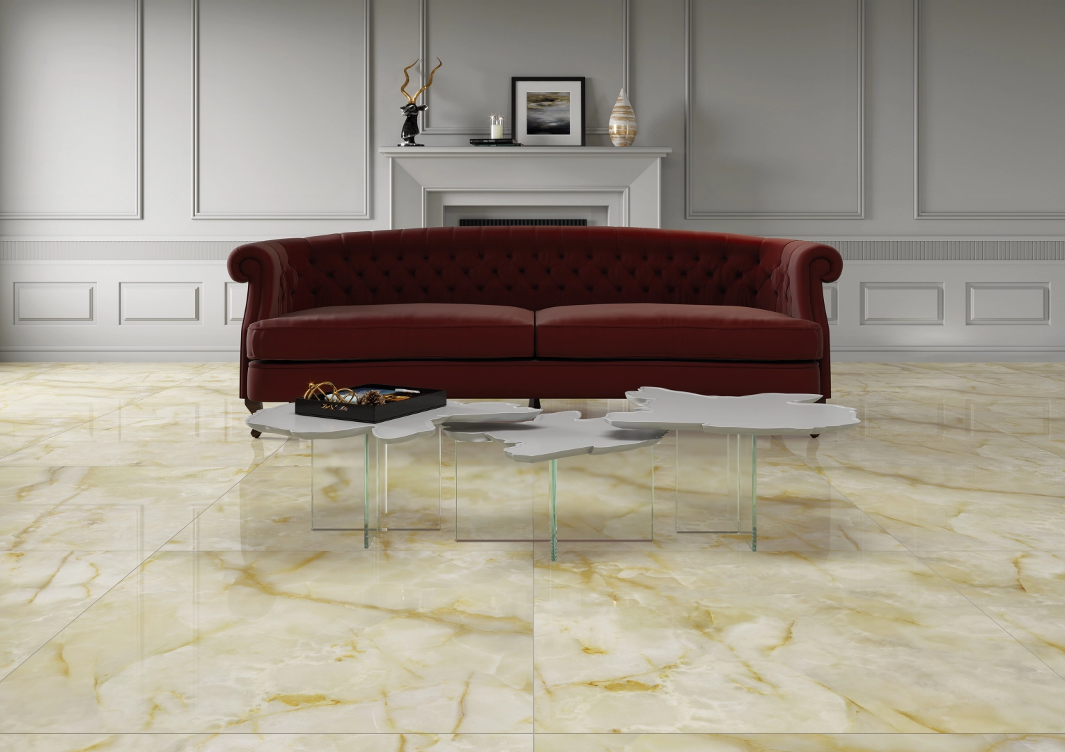 Gres Apavisa ONICE efekt kamień, marmur - aranzacja w eleganckiej lazience